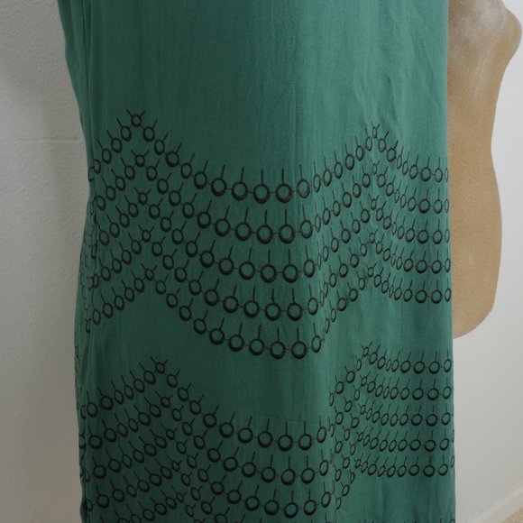 Boden Green Black Embroidery Design Short Sleeve Size 8 Boho Dress - Picture 7 of 12